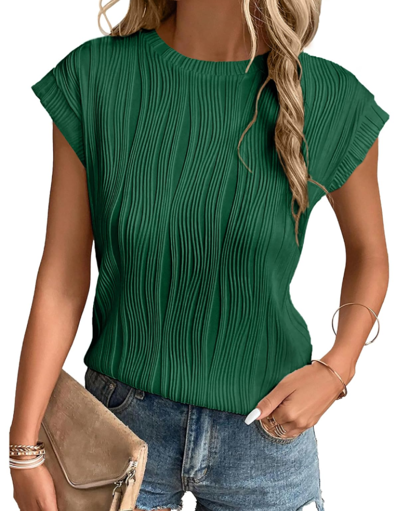 Zuri T-Shirt Donna – Top Maglia Texturée Manches Chauve-Souris & Vestibilità Morbida Chic
