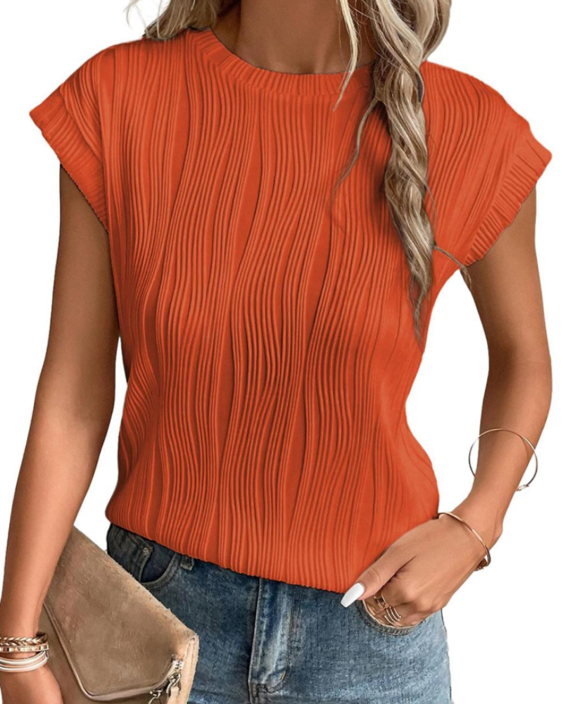 Zuri T-Shirt Donna – Top Maglia Texturée Manches Chauve-Souris & Vestibilità Morbida Chic