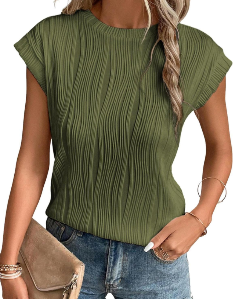 Zuri T-Shirt Donna – Top Maglia Texturée Manches Chauve-Souris & Vestibilità Morbida Chic