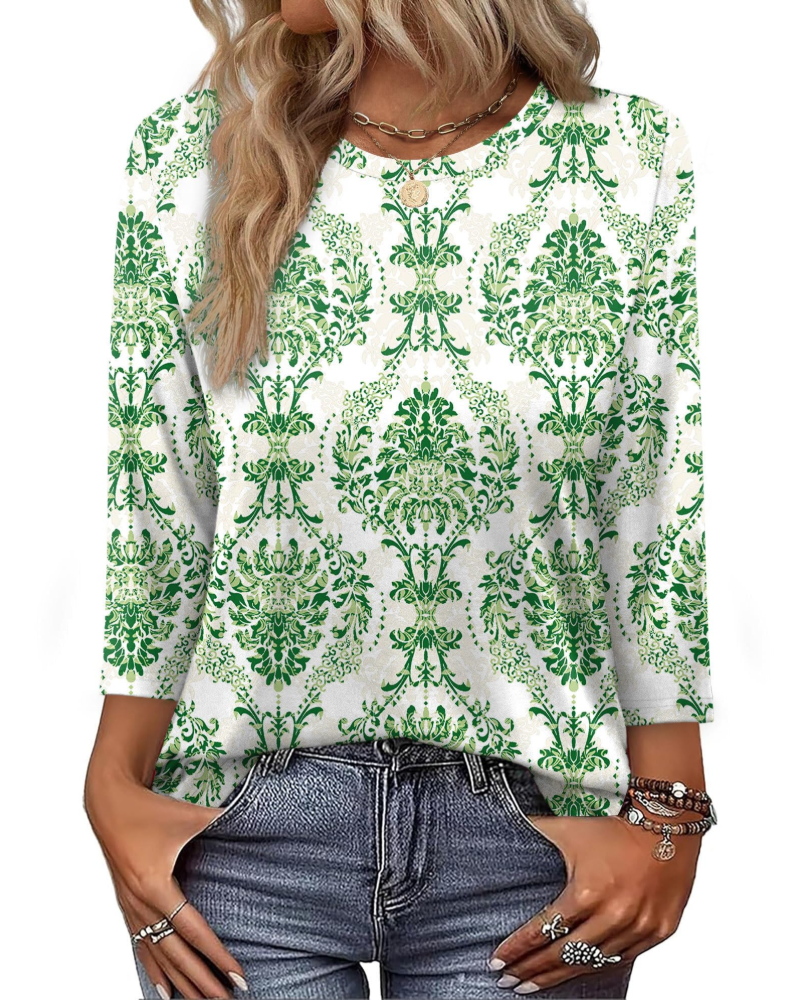 Indie Tunique Donna – Top Scollo a V Manches 3/4 Vestibilità Morbida Basique & Confortevole