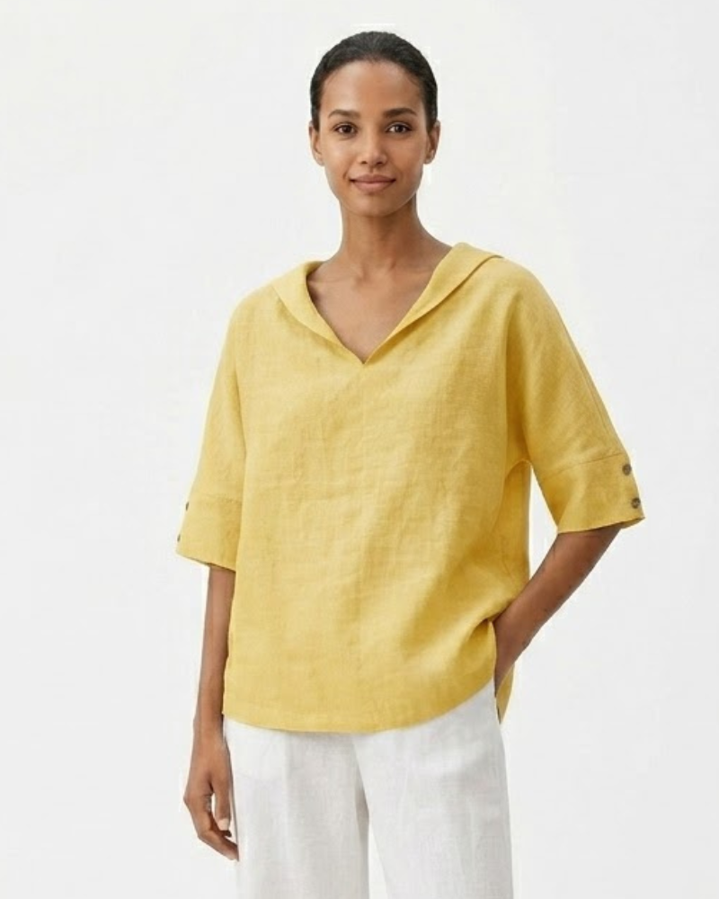 Martina Camicetta Donna Lin Scollo a V – Linea Fluida Elegante & Tissu 100% Respirant