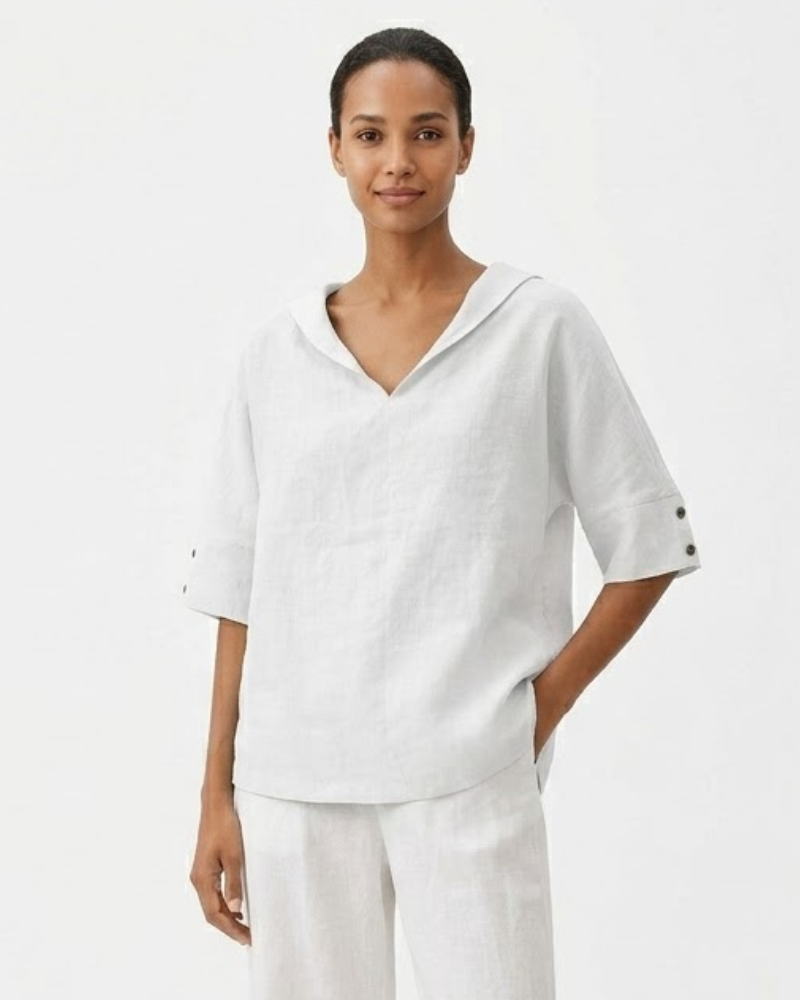 Martina Camicetta Donna Lin Scollo a V – Linea Fluida Elegante & Tissu 100% Respirant