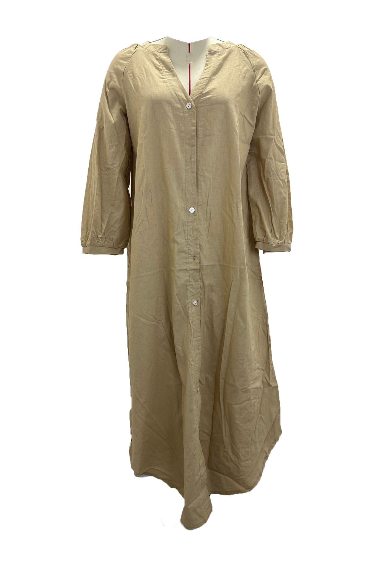 Robe Donna Veanna – Elegante Abito a Maniche Lunghe con Col in V & Boutonnage
