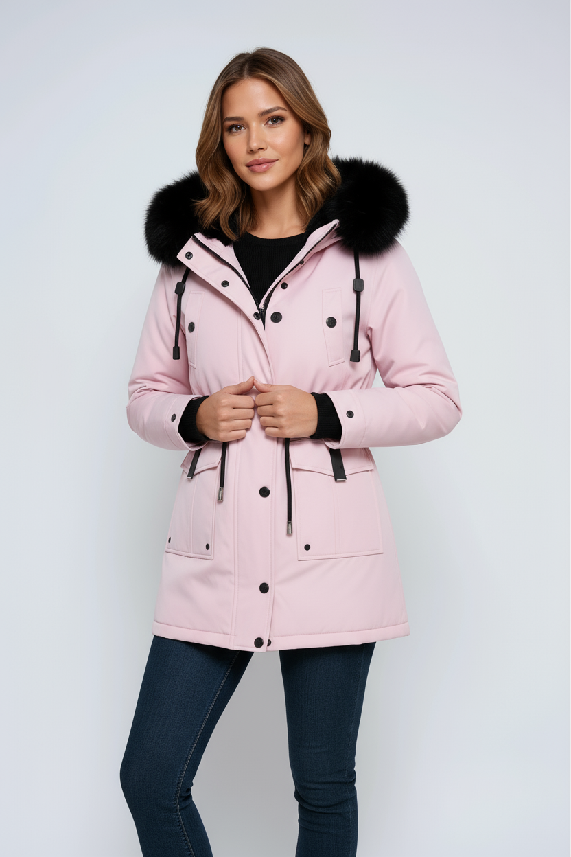 Leonor Parka Donna d’Inverno – Capuche con Col in Fausse Fourrure & Taille Regolabile