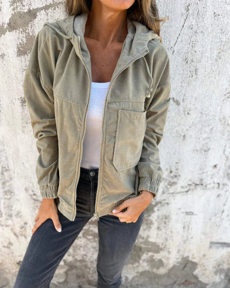 Mackenzie Giacca Donna in Velluto Côtelé – Style Vintage con Capuche Regolabile & Linea Confortevole