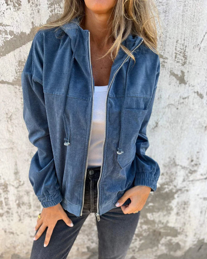 Mackenzie Giacca Donna in Velluto Côtelé – Style Vintage con Capuche Regolabile & Linea Confortevole