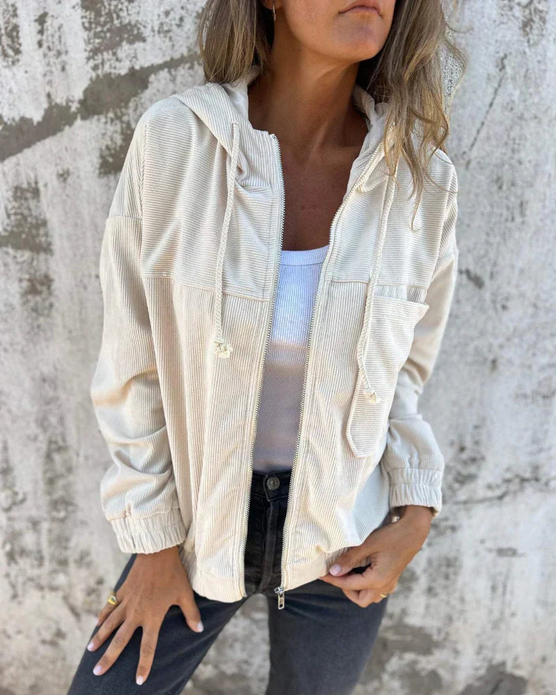 Mackenzie Giacca Donna in Velluto Côtelé – Style Vintage con Capuche Regolabile & Linea Confortevole