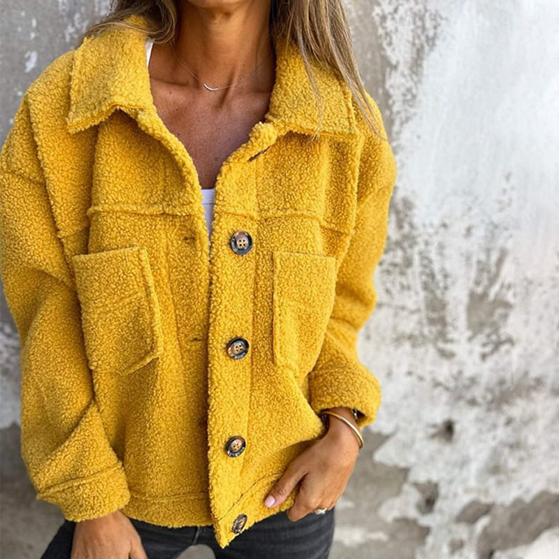 Manteau Donna Joanna in Lana Mélangée per l’Automne – Cappotto Elegante a Boutons con Col a Revers
