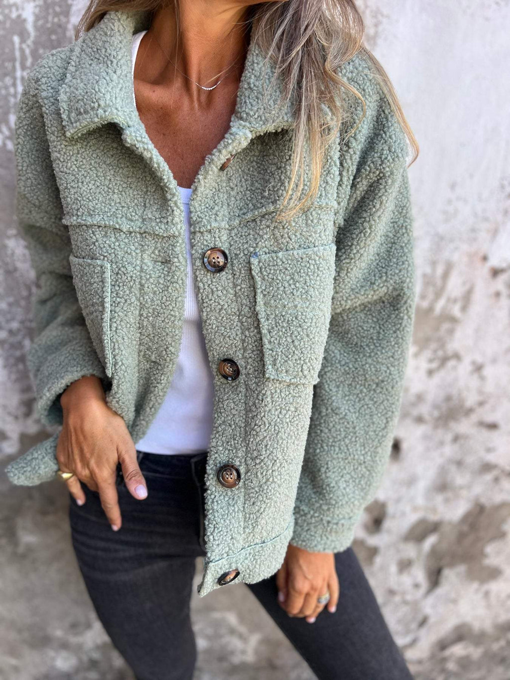 Manteau Donna Joanna in Lana Mélangée per l’Automne – Cappotto Elegante a Boutons con Col a Revers