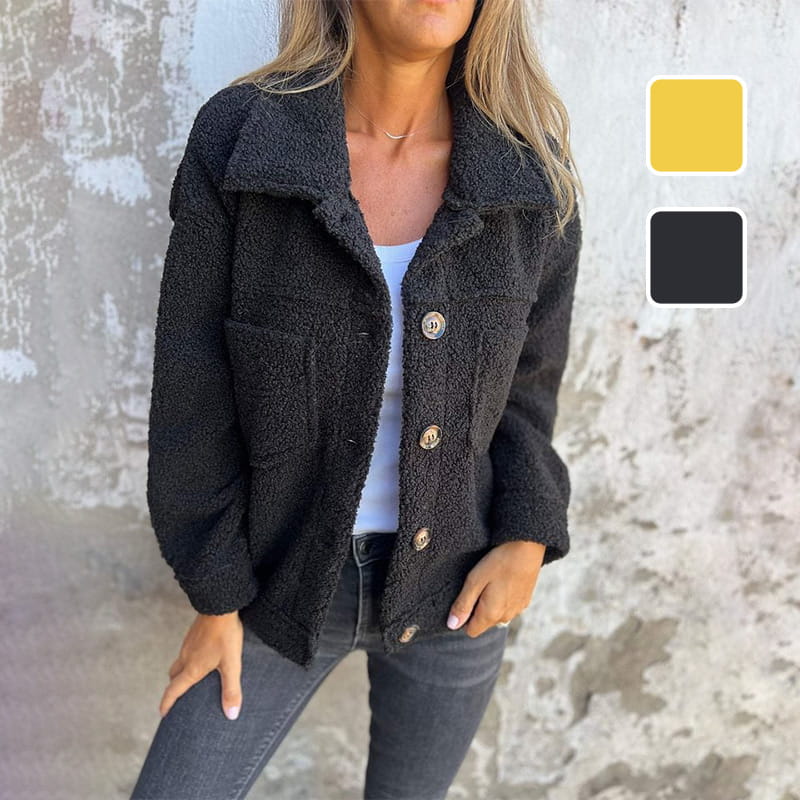 Manteau Donna Joanna in Lana Mélangée per l’Automne – Cappotto Elegante a Boutons con Col a Revers