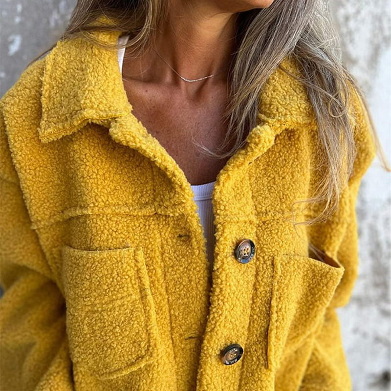 Manteau Donna Joanna in Lana Mélangée per l’Automne – Cappotto Elegante a Boutons con Col a Revers