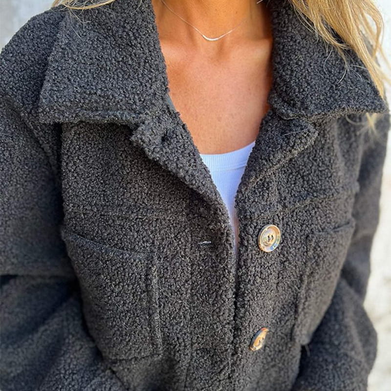 Manteau Donna Joanna in Lana Mélangée per l’Automne – Cappotto Elegante a Boutons con Col a Revers