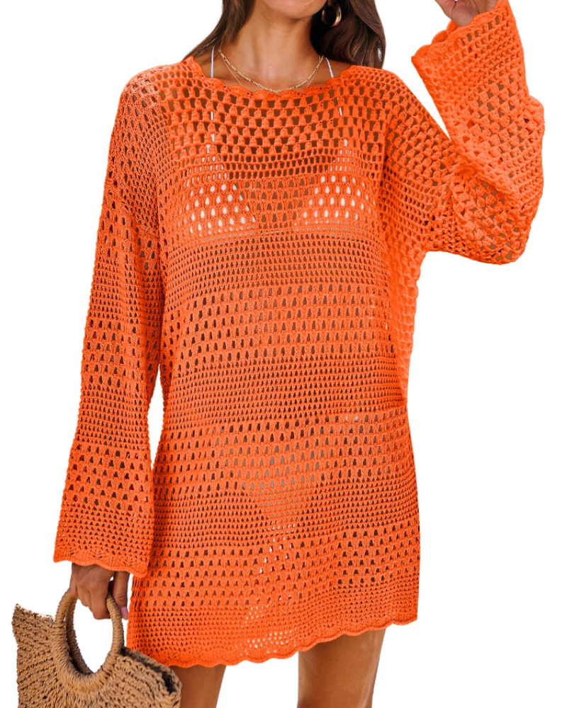 Vianney Abito di Plage Donna – Abito Crochet Transparente, Cover-Up Maglia Estate Elegante