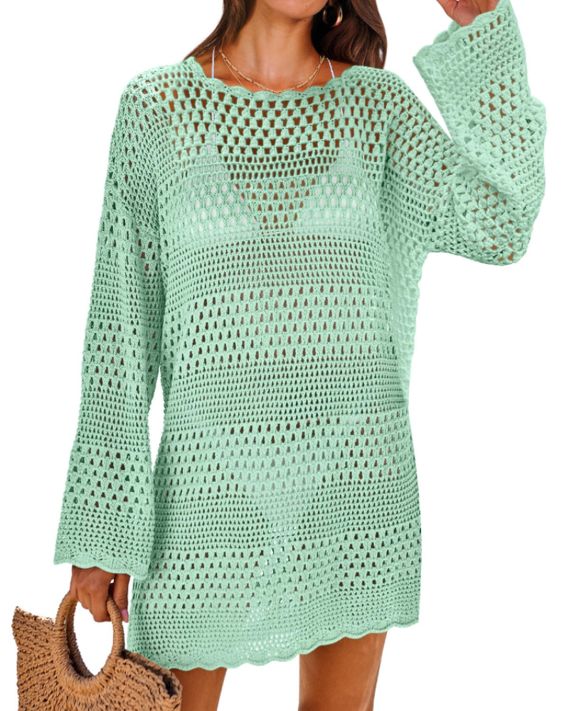 Vianney Abito di Plage Donna – Abito Crochet Transparente, Cover-Up Maglia Estate Elegante
