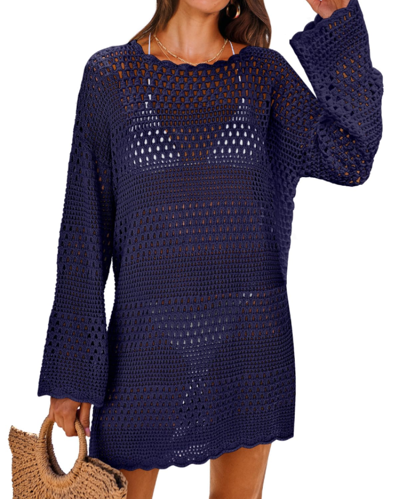 Vianney Abito di Plage Donna – Abito Crochet Transparente, Cover-Up Maglia Estate Elegante