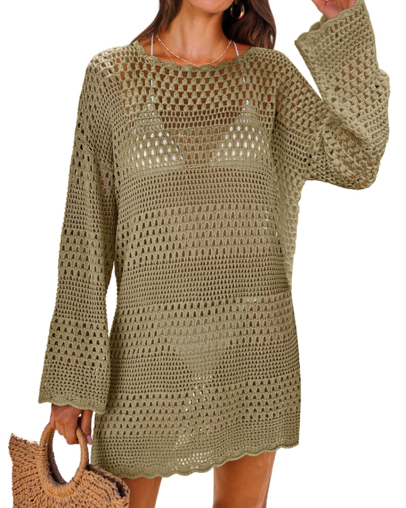 Vianney Abito di Plage Donna – Abito Crochet Transparente, Cover-Up Maglia Estate Elegante