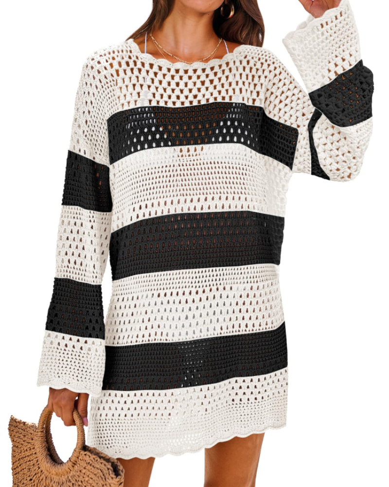 Vianney Abito di Plage Donna – Abito Crochet Transparente, Cover-Up Maglia Estate Elegante
