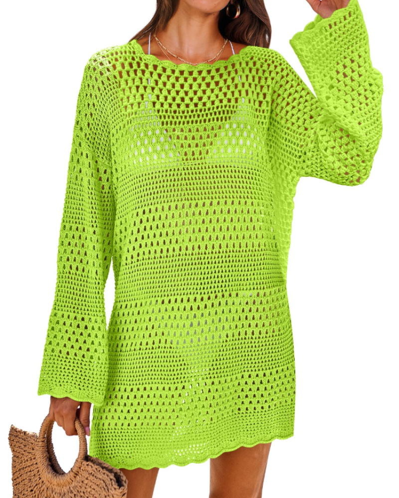Vianney Abito di Plage Donna – Abito Crochet Transparente, Cover-Up Maglia Estate Elegante
