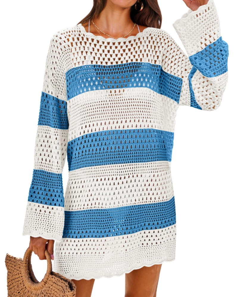 Vianney Abito di Plage Donna – Abito Crochet Transparente, Cover-Up Maglia Estate Elegante