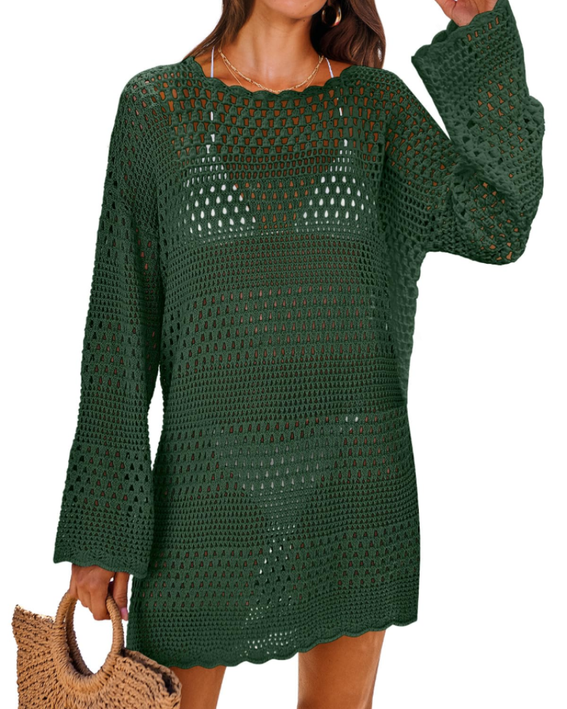 Vianney Abito di Plage Donna – Abito Crochet Transparente, Cover-Up Maglia Estate Elegante