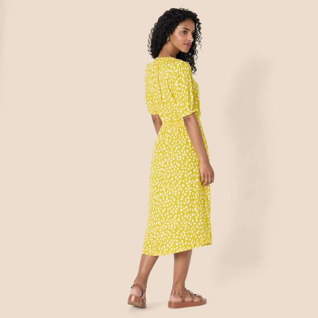 Krishna Abito Donna – Linea a Trapezio Ajustée, Maniche Corte & Gonna Évasée Midi con Tasche
