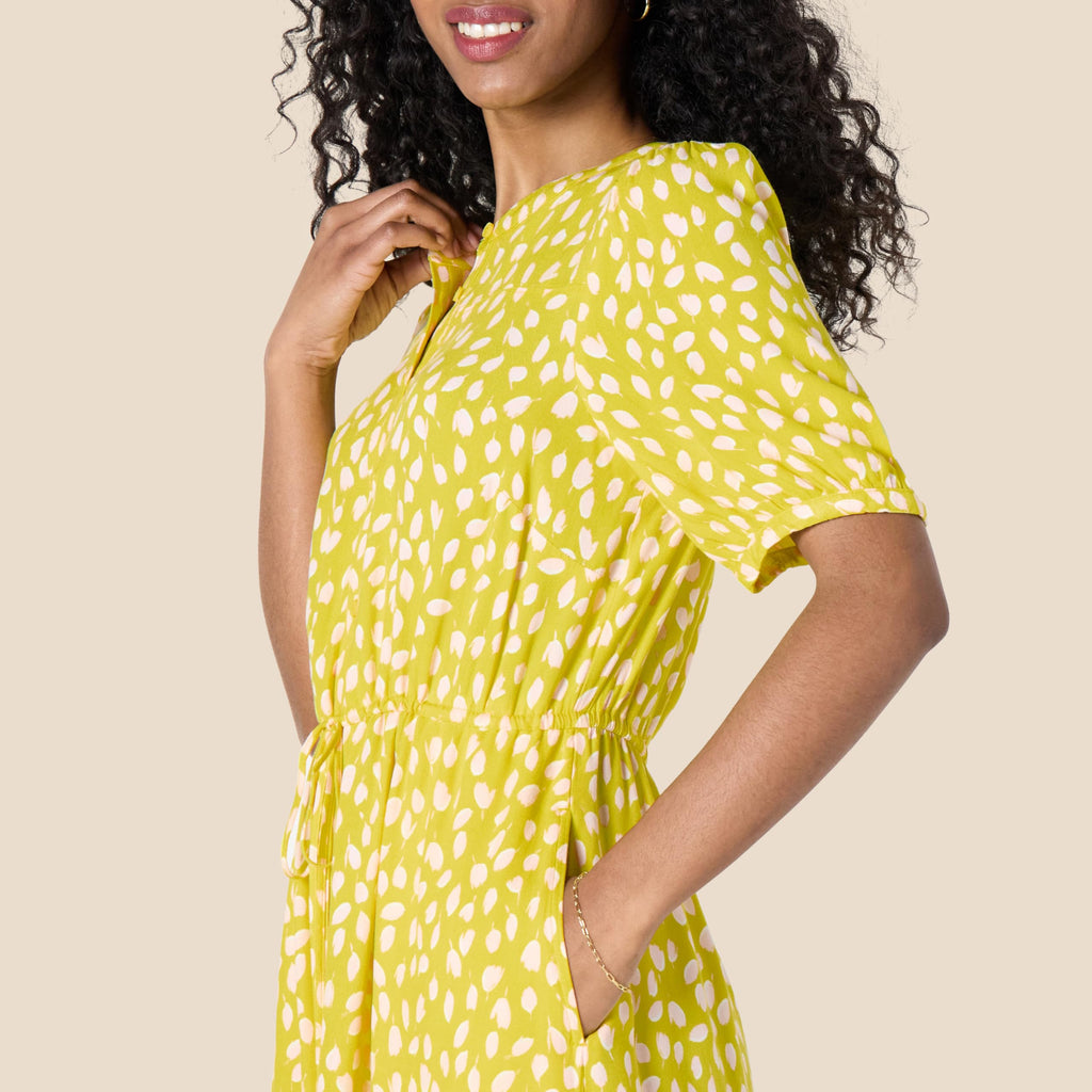 Krishna Abito Donna – Linea a Trapezio Ajustée, Maniche Corte & Gonna Évasée Midi con Tasche