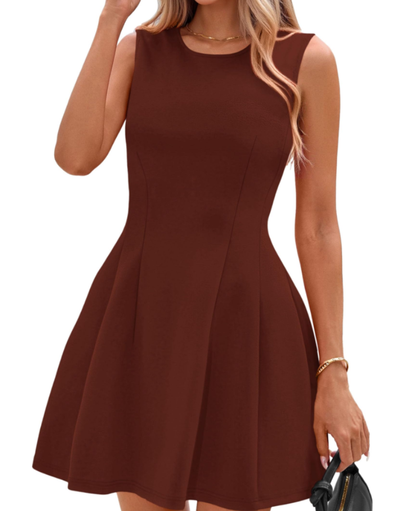 Winona Abito Courte Donna – Abito a Trapezio Elegante Senza Maniche, Linea Patineuse Chic Business & Cocktail