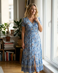 Vernelie Abito Maxi Donna – Abito a Fiori Boutonnée, Linea Fluida & Style Romantique