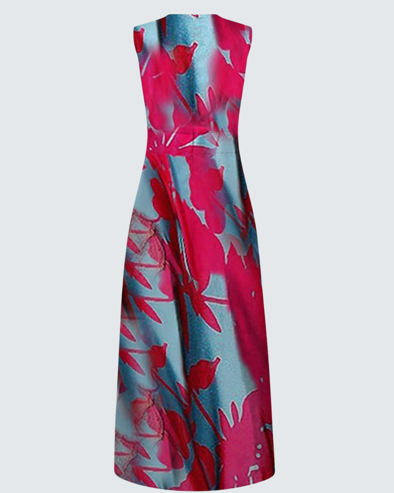 Juanna Abito Donna Imprimée – Scollo a V, Senza Maniche, Vita Alta, Linea Fluida