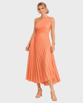 Naia Abito Donna Midi Asymétrique – Plissée Elegante & Linea Taille Marquée