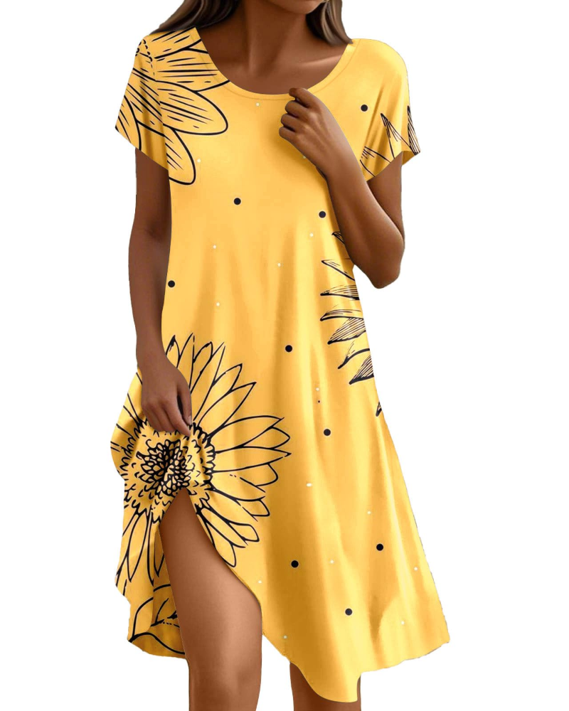 Sera Abito Donna – Abito Bohémien Maxi Fluida Girocollo Balze Linea a Trapezio Elegante Estate