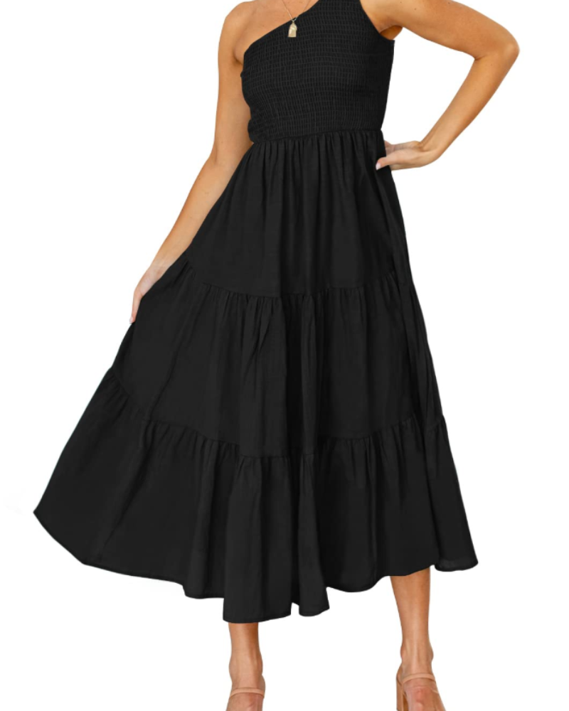 ZsaZsa Abito Maxi Bohémien Donna – Abito Une Épaule Balze, Linea a Trapezio & Elegante Estate