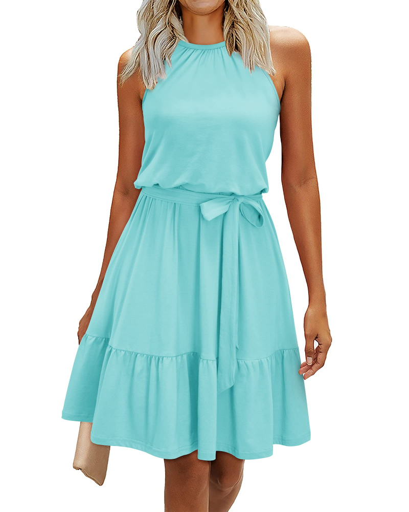 Sophie Abito Donna – Abito Dos Nu Estate a Trapezio Fluida Balze con Tasche Elegante