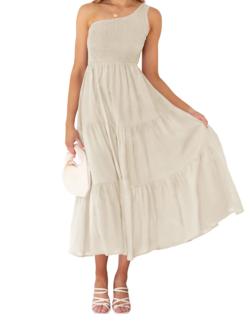 ZsaZsa Abito Maxi Bohémien Donna – Abito Une Épaule Balze, Linea a Trapezio & Elegante Estate