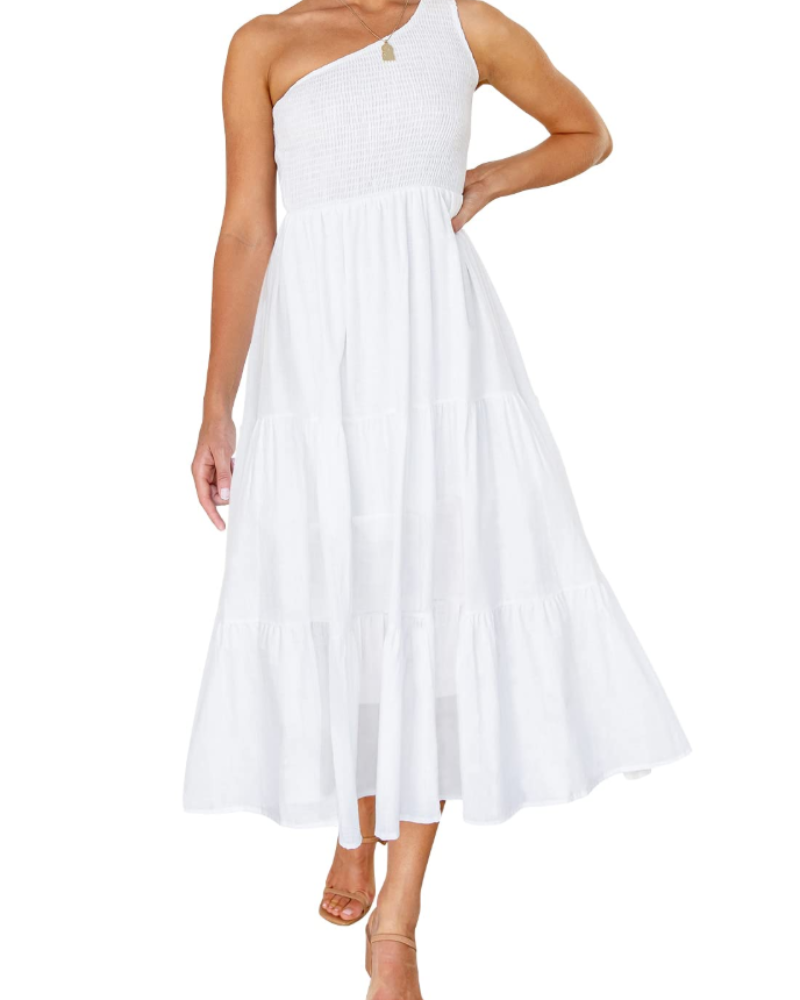 ZsaZsa Abito Maxi Bohémien Donna – Abito Une Épaule Balze, Linea a Trapezio & Elegante Estate