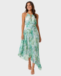 Sassy Abito Longue Donna – Stampa Floral, Col Halter & Linea Fluida Elegante