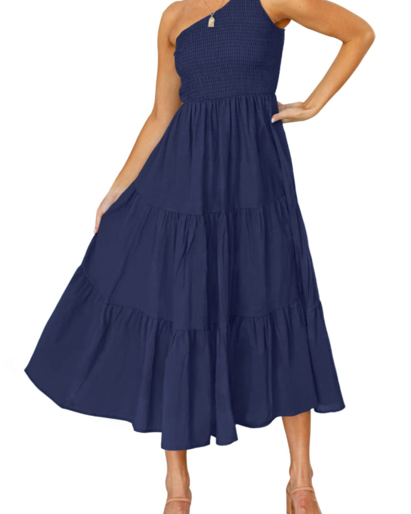 ZsaZsa Abito Maxi Bohémien Donna – Abito Une Épaule Balze, Linea a Trapezio & Elegante Estate