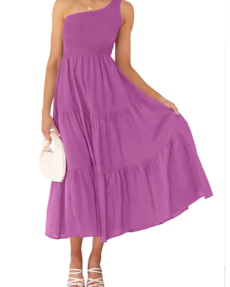 ZsaZsa Abito Maxi Bohémien Donna – Abito Une Épaule Balze, Linea a Trapezio & Elegante Estate