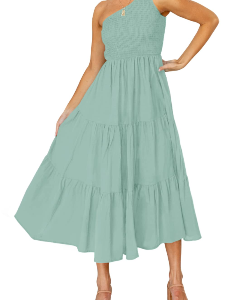 ZsaZsa Abito Maxi Bohémien Donna – Abito Une Épaule Balze, Linea a Trapezio & Elegante Estate
