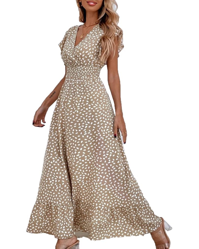 Lizbeth Abito Maxi Donna – Scollo a V Manches Pétales, Vita Alta Elastica & Linea Fluida Estate