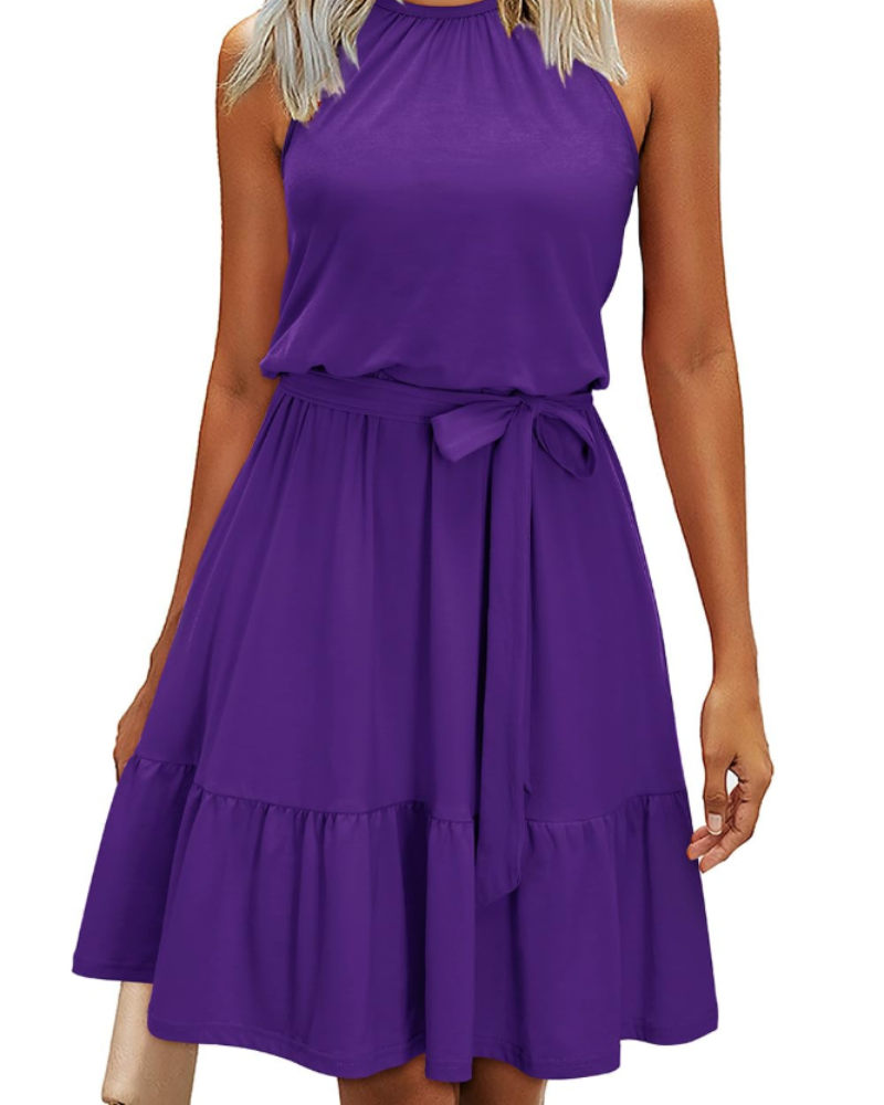 Sophie Abito Donna – Abito Dos Nu Estate a Trapezio Fluida Balze con Tasche Elegante