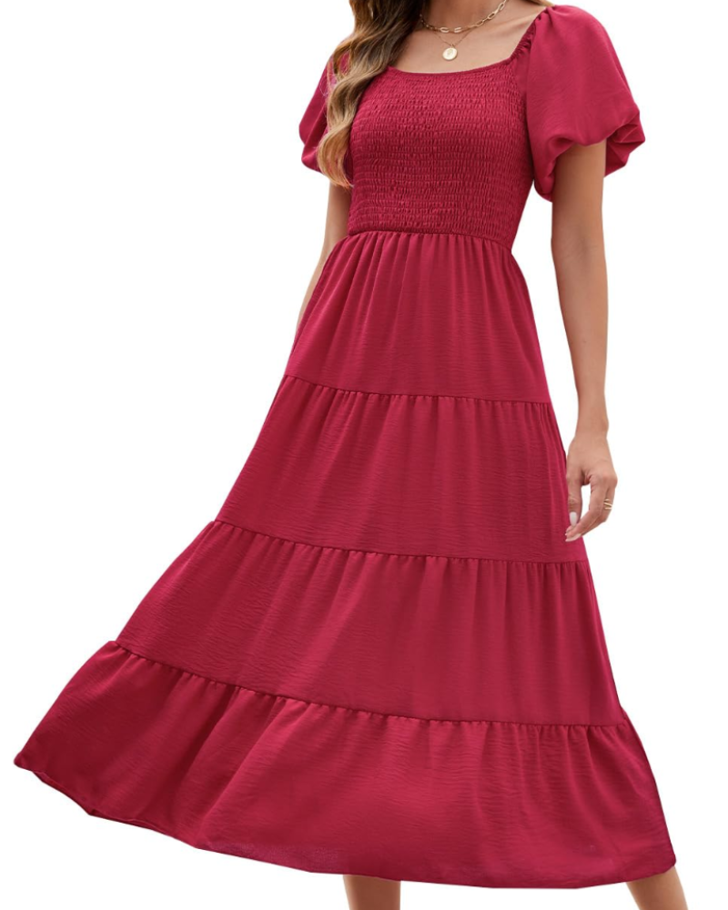 Stacey Abito Longue Donna – Abito Portefeuille Scollo a V, Manches Amples & Tasche Estate