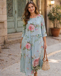 Paloma Abito Donna Elegante – Abito a Fiori in Cotone, Linea Flatteuse & Style Intemporel