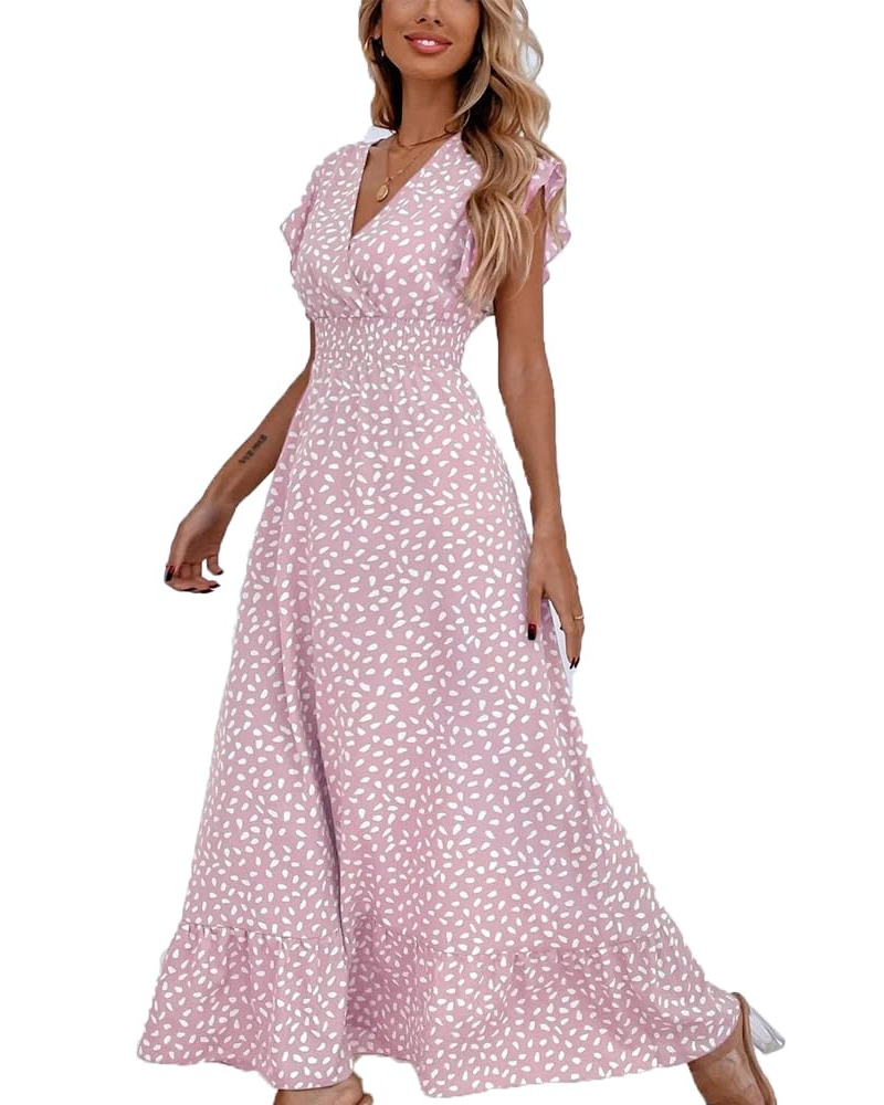Lizbeth Abito Maxi Donna – Scollo a V Manches Pétales, Vita Alta Elastica & Linea Fluida Estate