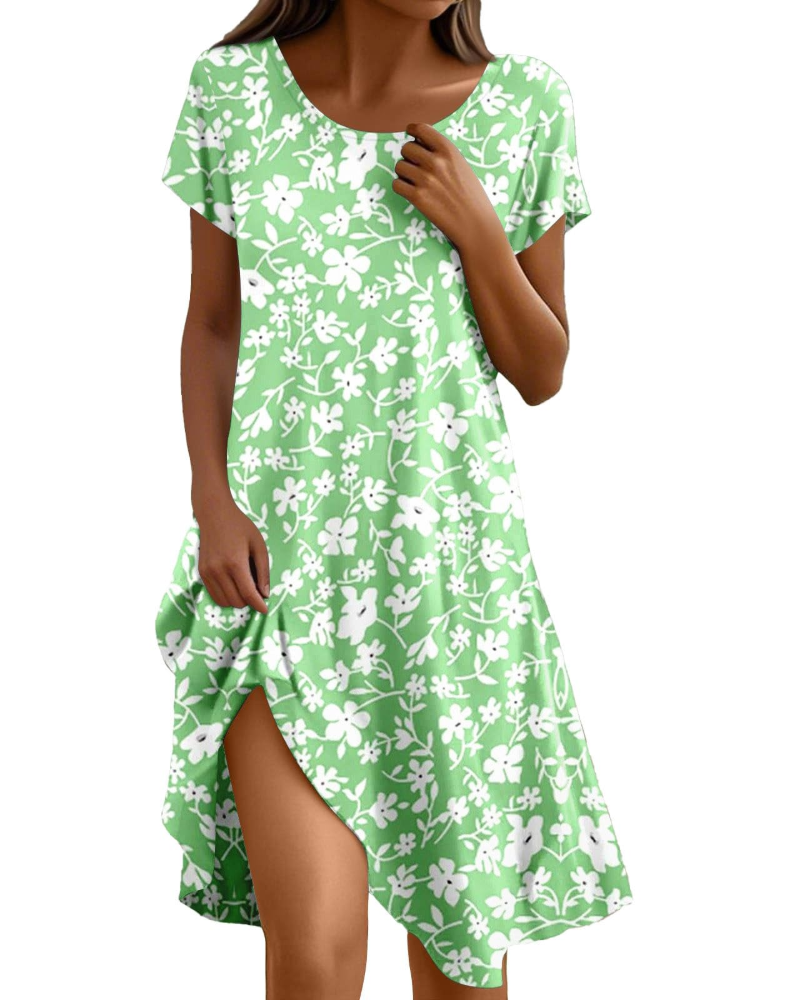 Sera Abito Donna – Abito Bohémien Maxi Fluida Girocollo Balze Linea a Trapezio Elegante Estate