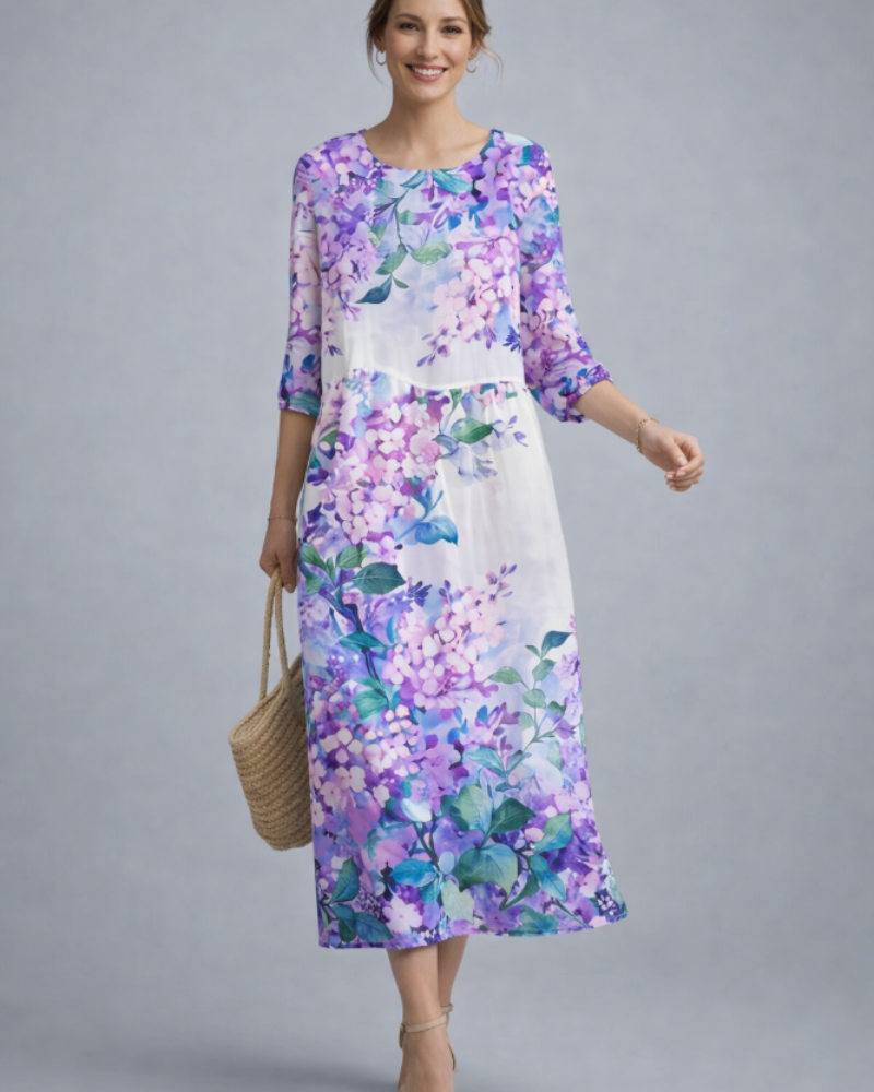 Paloma Abito Donna Elegante – Abito a Fiori in Cotone, Linea Flatteuse & Style Intemporel
