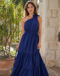 Avira Abito Donna – Abito Maxi Asymétrique a Fiori One Shoulder, Linea Fluida Bohémien Estate