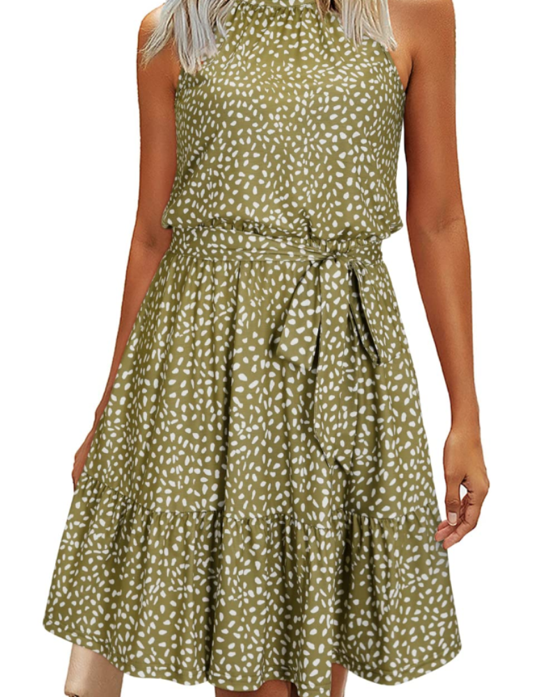 Sophie Abito Donna – Abito Dos Nu Estate a Trapezio Fluida Balze con Tasche Elegante