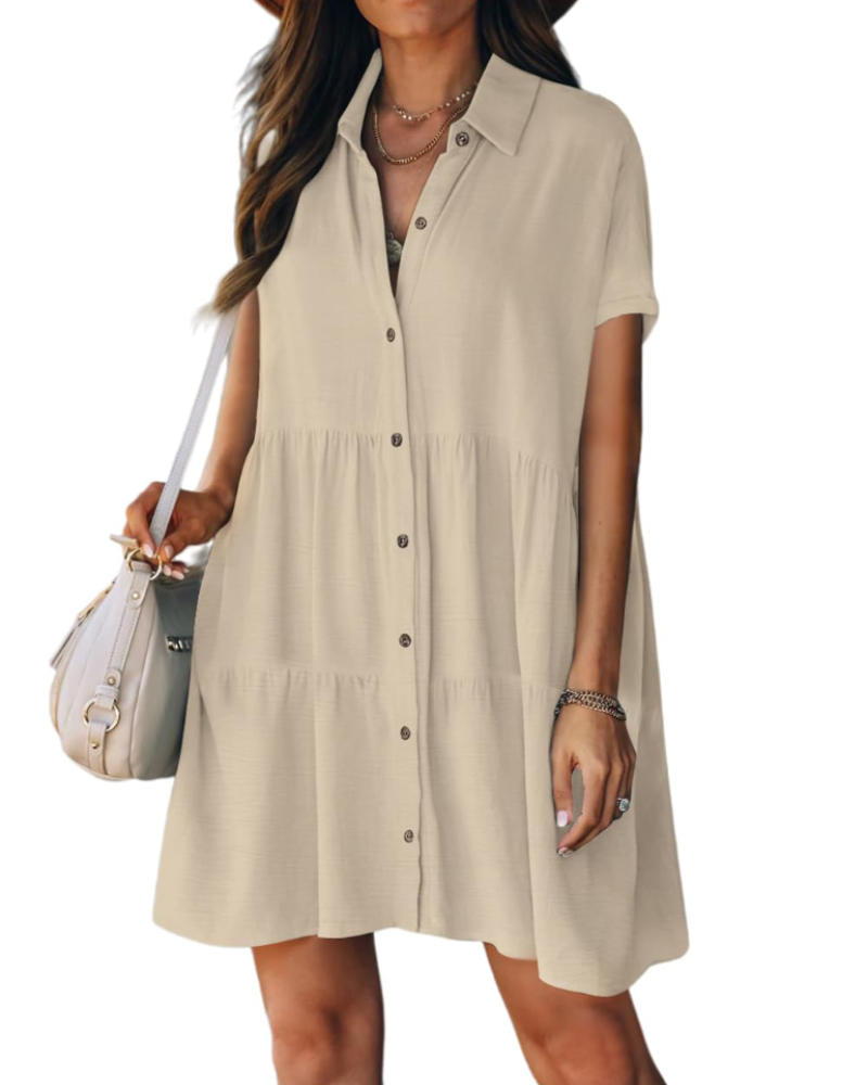 Noémie Abito Plage Donna – Camicia Boutonnée Col Revers, Linea Fluida & Estate Chic