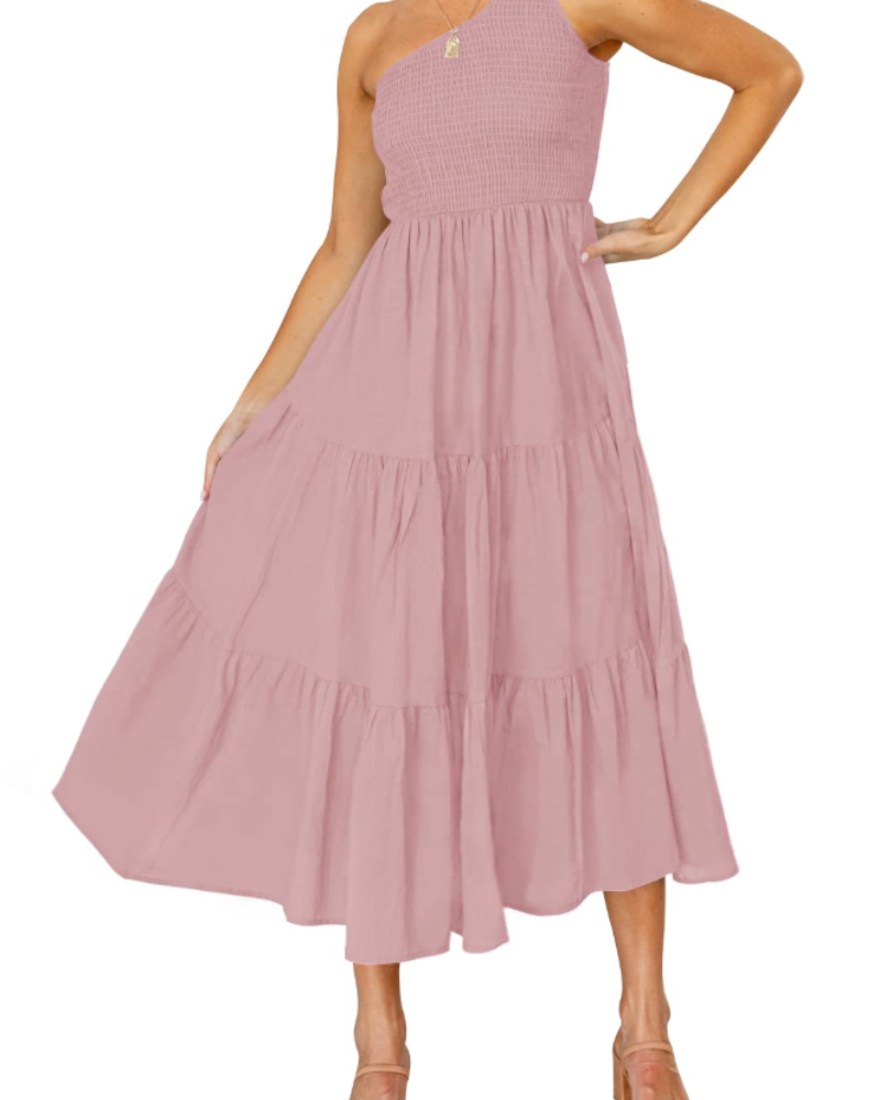 ZsaZsa Abito Maxi Bohémien Donna – Abito Une Épaule Balze, Linea a Trapezio & Elegante Estate